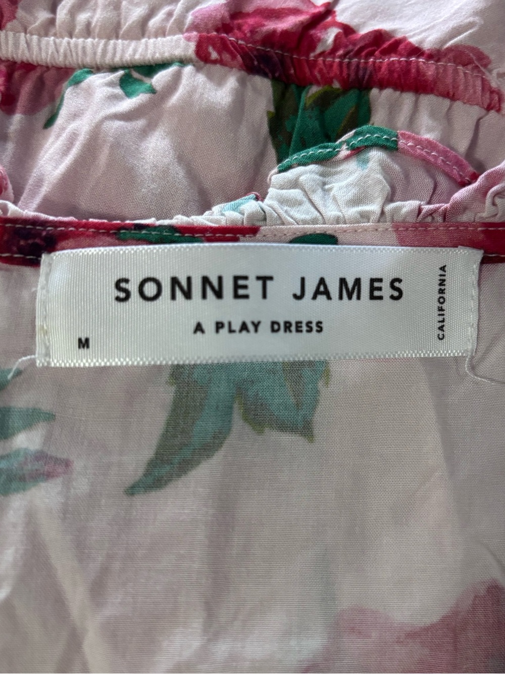 Sonnet James Vintage-Inspired Pink Floral Midi Dress with Ruffle Waist - Picture 2 of 11